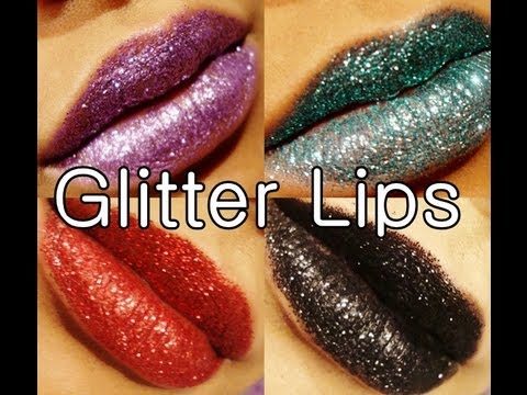 Glitter Lips Makeup Tutorial FOUR to Choose From