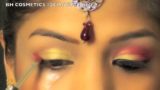 Indian Bridal Wedding makeup Look Bollywood Makeup Gold Red Golden eye makeup for Indian Bridal