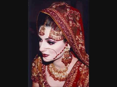 indian pakistani wedding dress, jewelry and make up.