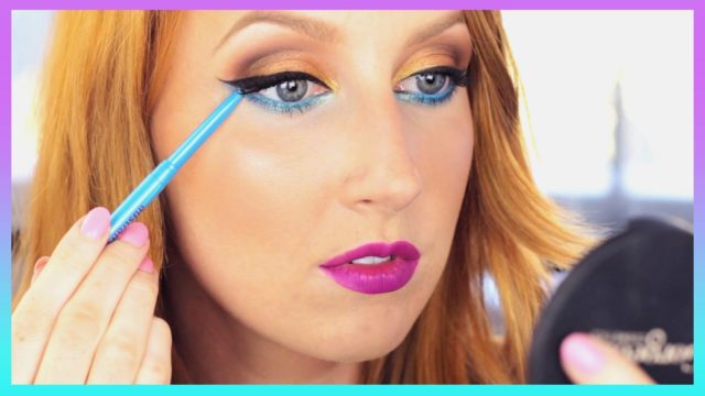 Colourful Makeup Tutorial – Golden Eyeshadow, Blue Eyeliner, Magenta Lips