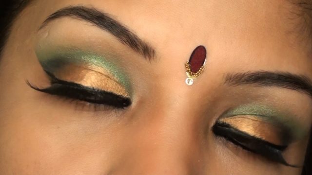 Bollywood Inspired Indian Bridal Wedding Make up Tutorial Gold and Green eye makeup