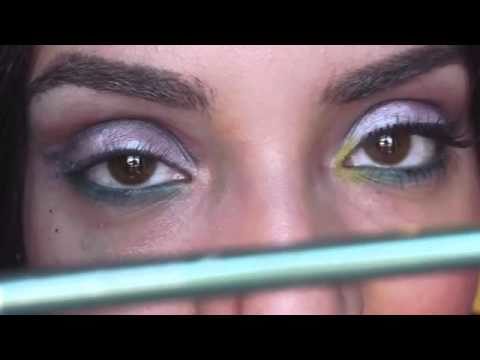 Lips Make Up Tropical eyeshadow with bold lip make up tutorial